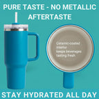 THE CLEAN HYDRATION CO. Insulated Ceramic Coated 40 oz Tumbler with Handle - (Aqua)
