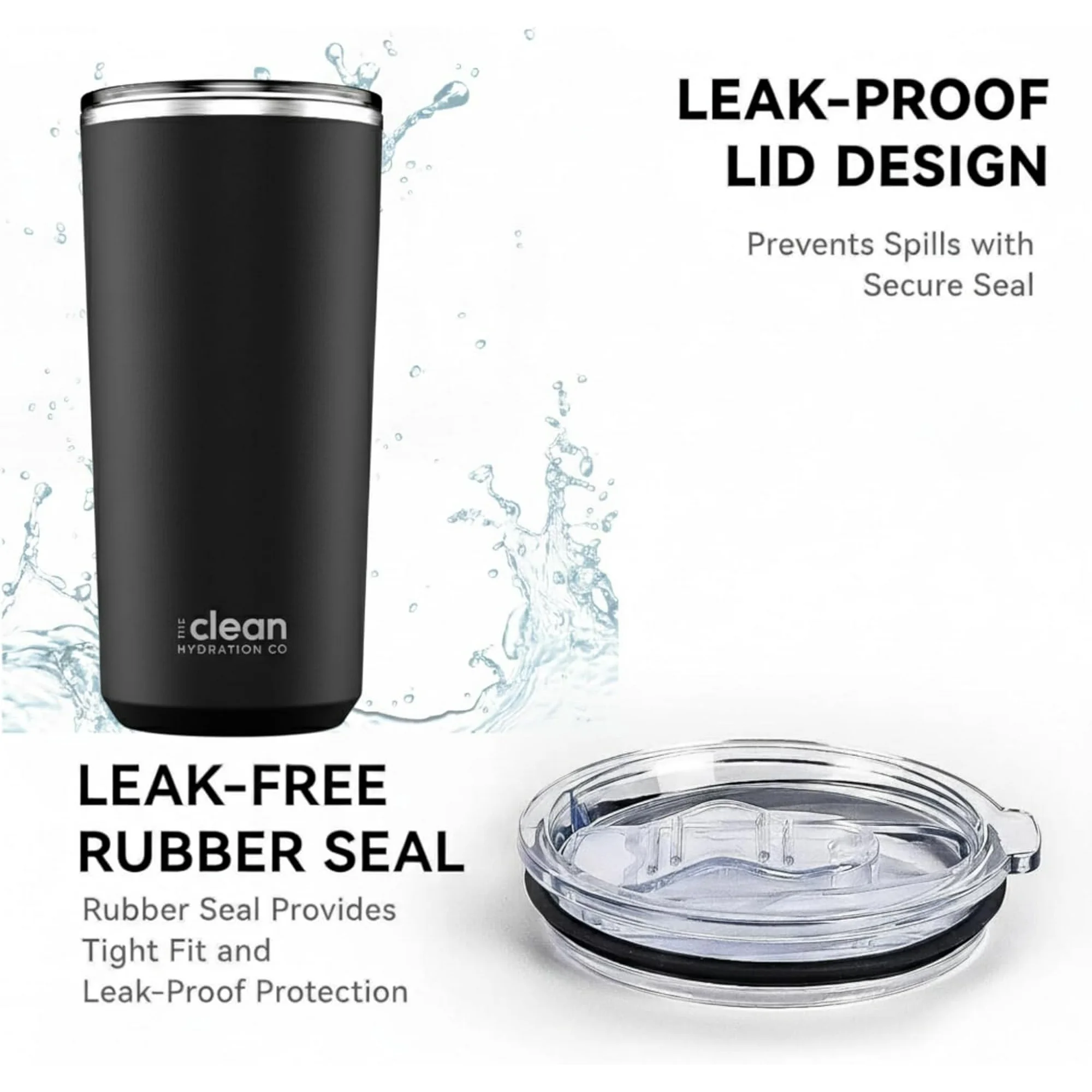 The Clean Hydration Company 20oz Ceramic Lined Insulated Coffee Tumbler, Travel Mug, Double Wall Vacuum