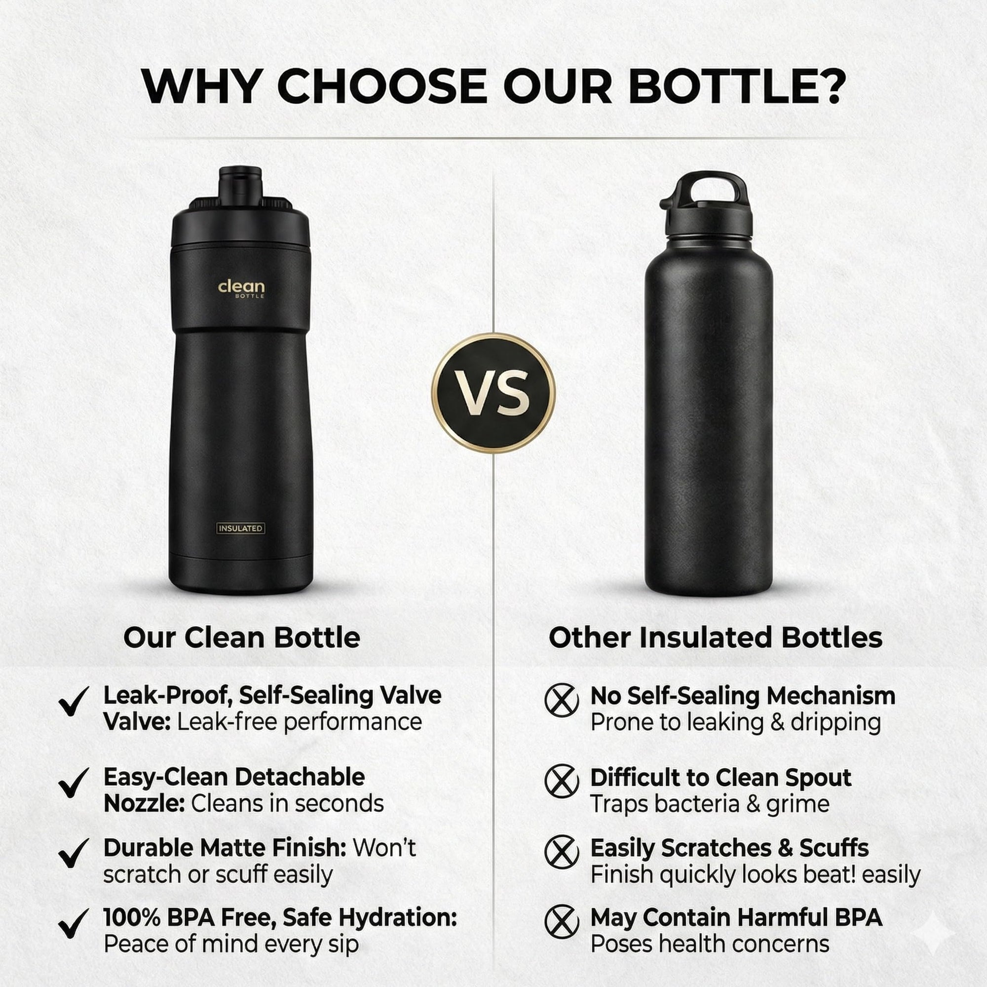 The Clean Hydration Co Insulated Bike Water Bottle 20 oz | Easy Clean Nozzle, Easy Squeeze Sports Bottle | BPA Free Cycling Bottle for Road & Mountain Biking, Gym & Travel