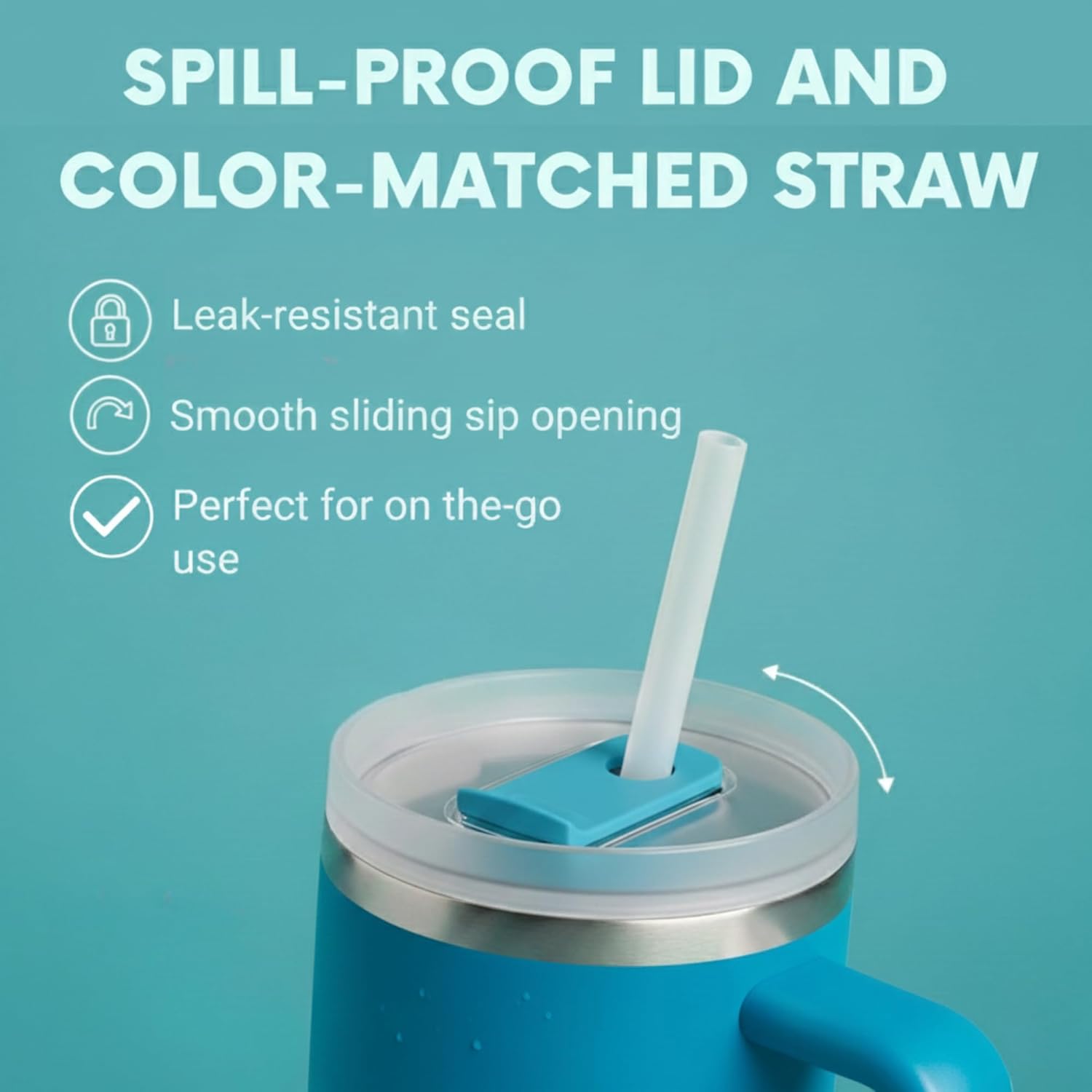 THE CLEAN HYDRATION CO. Insulated Ceramic Coated 40 oz Tumbler with Handle - (Aqua)