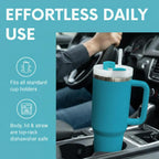 THE CLEAN HYDRATION CO. Insulated Ceramic Coated 40 oz Tumbler with Handle - (Aqua)